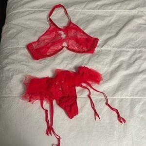 VS Hot pink coral lingerie set